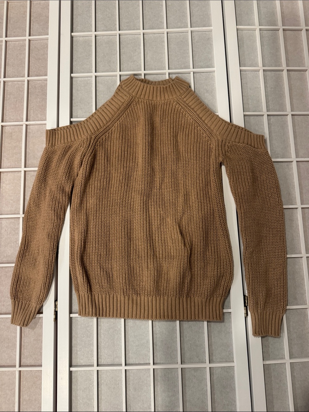 Forever 21 Camel Cold-Shoulder Crewneck Sweater